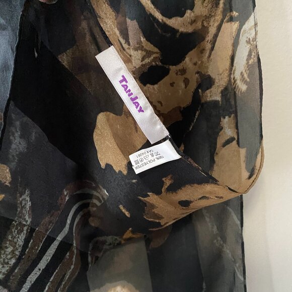 TanJay Black Neutrals Dark Autumnal Floral Lightweight Scarf - Picture 3 of 10